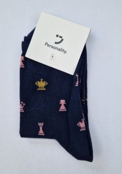 Chess socks Ladies darkblue/ pink