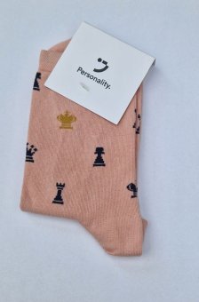 Chess socks Ladies pink/dark blue